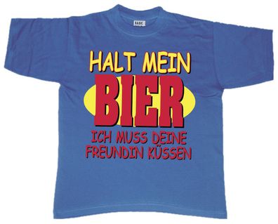 T-Shirt unisex mit Print - Halt mein Bier... - 09459 blau - Gr. XL