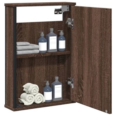 vidaXL Bad-Spiegelschrank Braun Eiche-Optik 42x12x60cm Holzwerkstoff