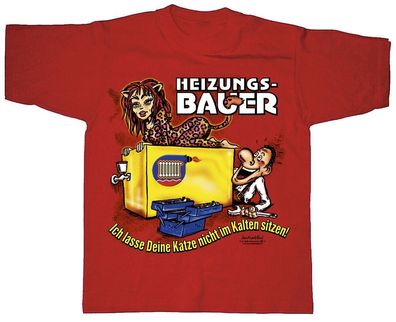 T-SHIRT unisex mit Print - Heizungsbauer - 09967 rot - Gr. S-XXL