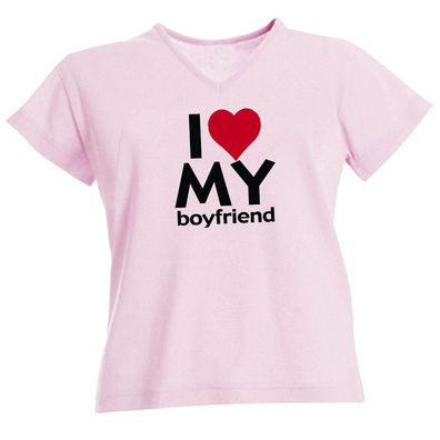 T-SHIRT unisex mit Print - I like my Boyfriend - 09717 rosa - Gr. S-XXL