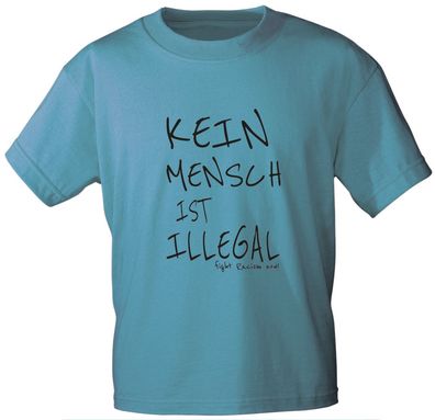 T-Shirt unisex mit Print - KEIN MENSCH IST Illegal - 10143 türkis - Gr. S