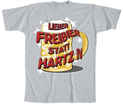 T-Shirt unisex mit Print - Lieber Freibier statt - 09618 hellgrau - Gr. XXL