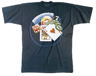 T-Shirt unisex mit Print - Poker - 09277 dunkelblau - Gr. S