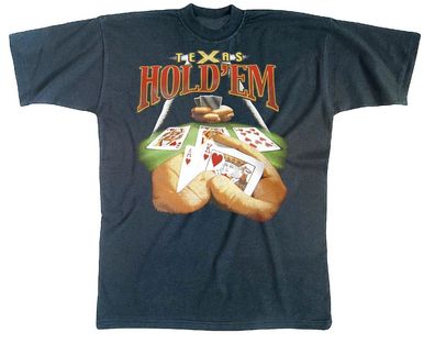 T-Shirt unisex mit Print - Texas Hold´em - 09272 dunkelblau - Gr. M