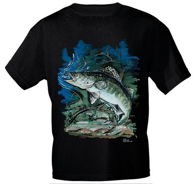 T-Shirt unisex mit Print - Zander - 09819 schwarz - Gr. XXL
