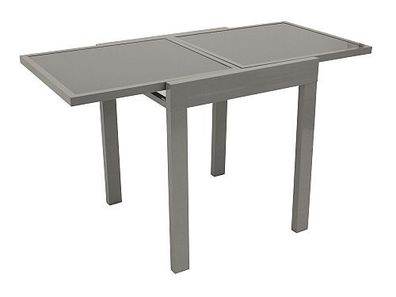 Balkontisch Gartentisch Ausziehtisch Glas/Aluminium grau ausziehbar 65-130 cm