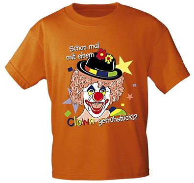 T-SHIRT unisex mit Print Karneval Fasching - Clown gefrühstückt ? - 12695 orange