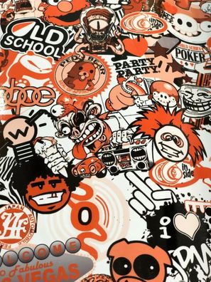 Stickerbomb Folie - Autofolie Tunbfolie - Autofolie tuning 30x150cm -Orang