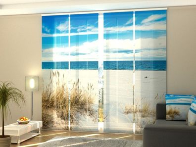 Foto-Schiebegardine weißer Sandstrand, Flächenvorhang mit Motiv, Fotodruck, auf Maß