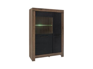 BLACK RED WHITE Vitrinenschrank Balin | Standvitrine | 39,5 x 100,5 x 148,5 cm, Braun