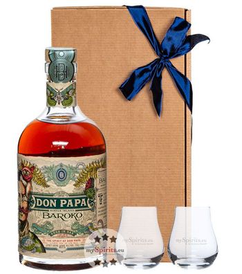Geschenk-Set Don Papa Baroko & 2 Nosing-Gläser (40 % Vol., 0,7 Liter)