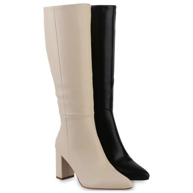 VAN HILL Damen Leicht Gefütterte Klassische Stiefel Spitze Basic Schuhe 840612