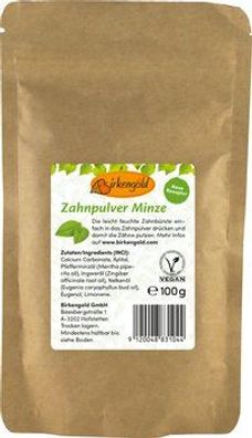 Birkengold 6x Birkengold® Zahnpulver Minze Nachfüllbeutel 100g