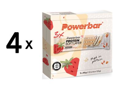 4 x Powerbar Protein Soft Layer Bar Multipack 10x(3x40g) White Chocolate Strawberry