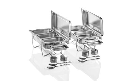 Chafing Dish Speisenwärmer Sparset 22 Teile Behälter Brenner Löffel -ablage NEU