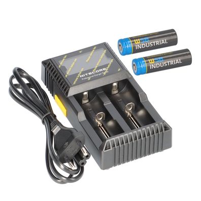 SET Nitecore D2 Ladegerät + 2x 14500 AA Solar Akku LiFePO4 3,2V 600mAh