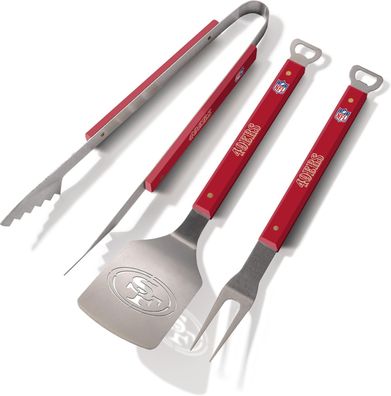 NFL San Francisco 49ers Grillbesteck 3teilig Set Spirit Barbecue BBQ Grillzange