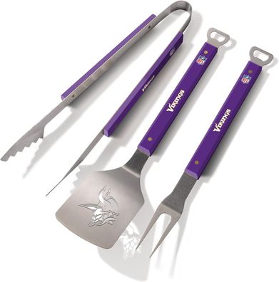 NFL Minnesota Vikings Grillbesteck 3teilig Set Spirit Barbecue BBQ Grillzange