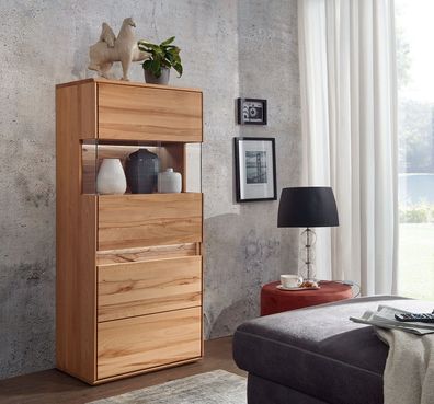 Highboard links 63x152cm "Berlin" Kernbuche geölt