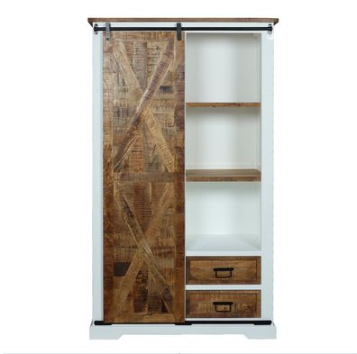 Garderobenschrank 110x190cm 'Country' Akazie weiß & braun