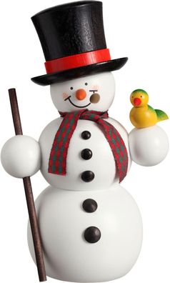 Räuchermann Schneemann mit Vogel BxHxT 9x15x6,5cm NEU Rauchen Rauchfigur