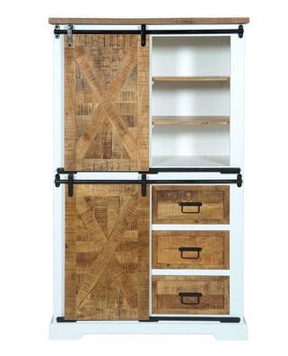 Highboard 100x160cm 'Country' Akazie weiß & braun