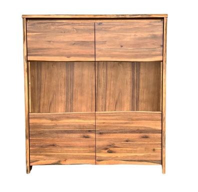 Highboard 147x131cm 'Dakar' Akazie massiv lackiert Glas