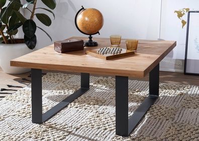 Couchtisch 90x90cm 'Salo' Wildeiche & Metall schwarz