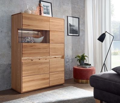 Highboard links 103x152cm "Berlin" Kernbuche geölt