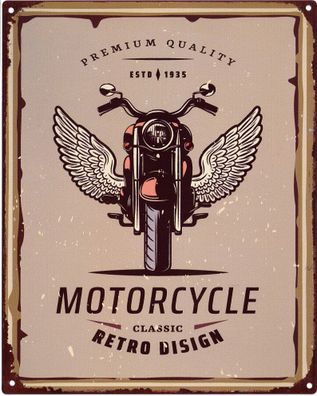 Deko Blechschild Motorcycle Classic Retro Design 20 x 25 Vintage Metall Schild