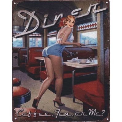 Moritz Blechschild Diner Frau Bedienung 20 x 25 cm Retro Vintage Tin sign Wand