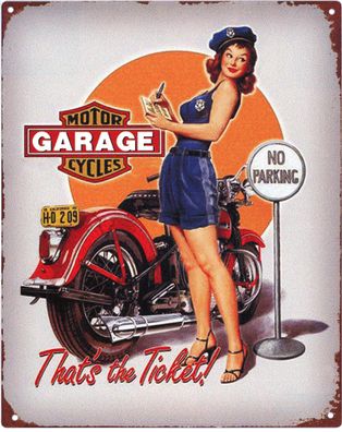 Deko Blechschild Motorcycles Garage No Parking 20 x 25 Vintage-Design Metall Sch