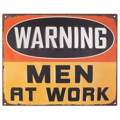 Blechschild 25 x 20 cm Warning Men At Work Retro Vintage sign Wand Dekoration