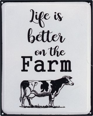 Moritz Blechschild Life is better on the Farm 20 x 25 cm Retro Vintage Wand