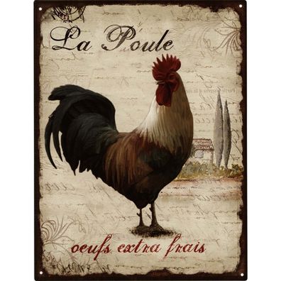 Retro Deko Blechschild La Poule Vintage-Design Metall Schild