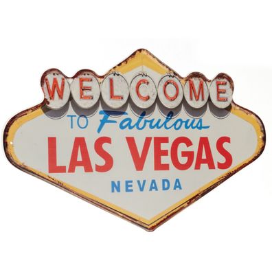 Moritz Blechschild Welcome Las Vegas Nevada 49 x 27 Vintage Retro Nostalgie