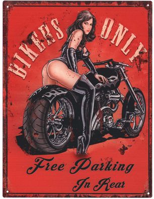 Deko Blechschild Motorrad Parken Free Parking 25x33 Vintage Metall Schild