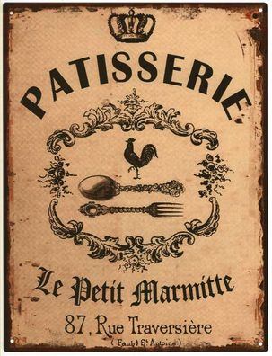 Deko Blechschild Patisserie Bäckerei France 25x33 Vintage Design Metall Schild