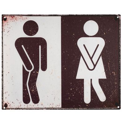 Blechschild 25 x 20 cm Toiletten Man und Frau Wc Retro Vintage Tin sign Wand