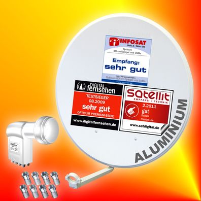 Opticum 80cm ALU Sat-Antenne + Opticum Octo-LNB Spiegel Aluminium 8 Teilnehmer