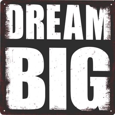 Retro Deko Blechschild Dream Big Vintage-Design Metall Schild Geschenk
