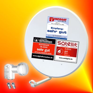 Opticum digitale 80cm Sat-Antenne+Opticum Twin-LNB Satellitenantenne 2Teilnehmer