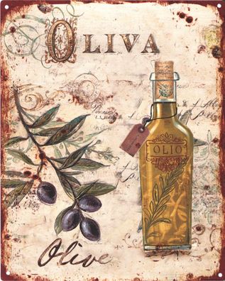 Retro Deko Blechschild Olivia Olivenöl Vintage-Design Metall Schild Geschenk