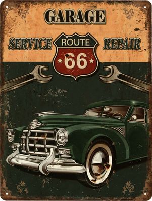 Retro Deko Blechschild Garage Route 66 Werkstatt Vintage-Design Metall Schild