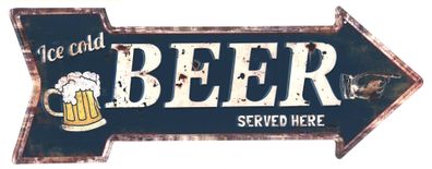 Moritz Blechschild Ice Cold Beer Served Here 20 x 50 Vintage Retro Nostalgie