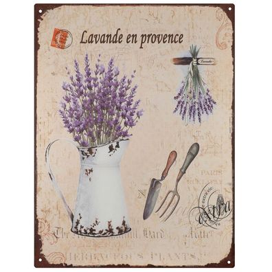 Blechschild 25 x 33 cm Lavande en provence Lavendel Retro Vintage Tin sign Wand