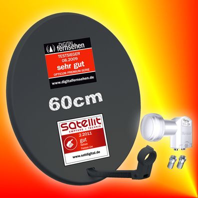 Opticum digitale 60cm Sat-Antenne + Opticum Twin-LNB Satellitenantenne 2Teilnehmer