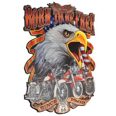 Moritz Blechschild Born to be free Route 66 Biker 50 x 59 Vintage Retro Nostalgi