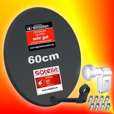 Opticum digitale 60cm Sat-Antenne+Opticum Octo-LNB Satellitenantenne 8Teilnehmer