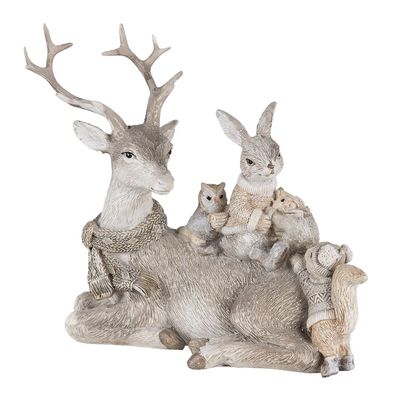 Clayre & Eef Figur Tiere 16 cm Grau Beige Polyresin Tiere (Gr. 20x10x16 cm)